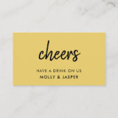 Réduction Carte de bon de boisson jaune moutarde | Cheers mo (Dos)