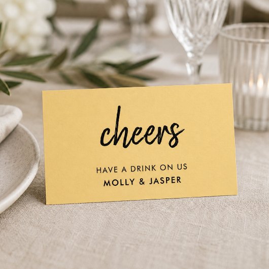 Réduction Carte de bon de boisson jaune moutarde | Cheers mo