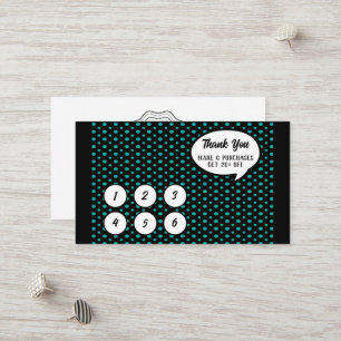 Réduction Carte de fidélité à points Polka turquoises et noi