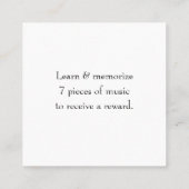 Réduction Carte de récompense pour les leçons de musique pou (Dos)