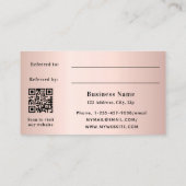 Réduction Carte de référence professionnelle rose or blush q (Dos)