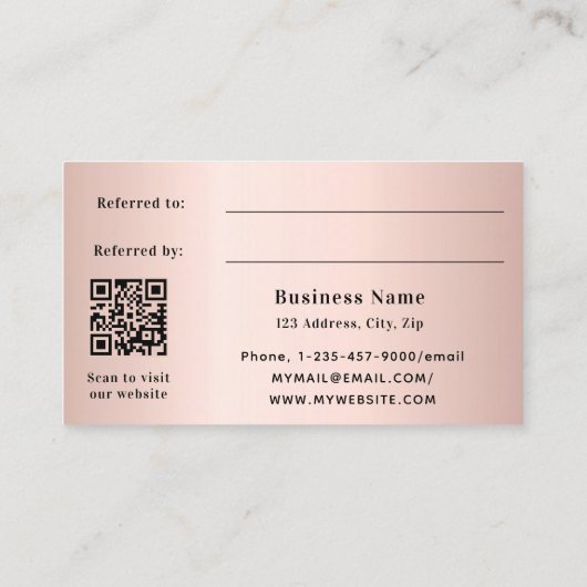 Réduction Carte de référence professionnelle rose or blush q (Dos)