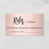 Réduction Carte de référence professionnelle rose or blush q (Devant)