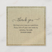 Réduction Carte de remerciement de commande en lin beige rus (Devant)