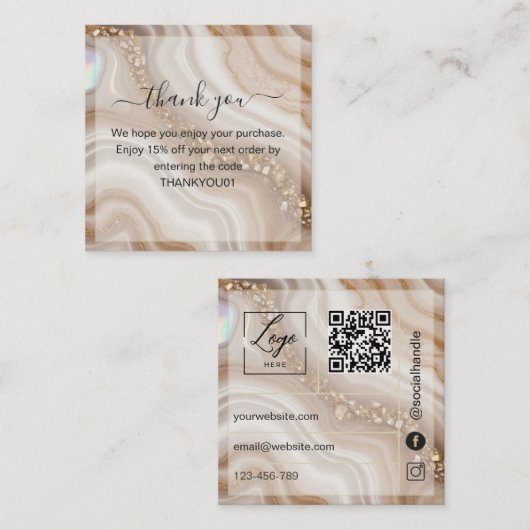 Réduction Carte de remerciement de commande insert en or bei (Devant / Derrière)