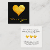 Réduction Carte de remise Merci de Coeurs Or Mignons (Devant / Derrière)