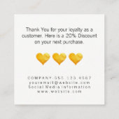 Réduction Carte de remise Merci de Coeurs Or Mignons (Dos)