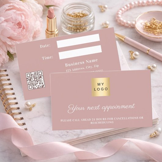 Réduction Carte de rendez-vous de logo d'entreprise QR rose 
