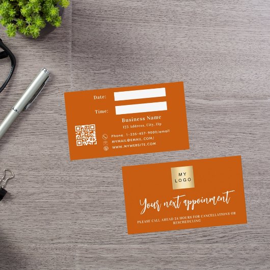 Réduction Carte de rendez-vous du logo d'entreprise orange b