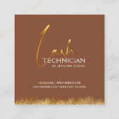 Réduction Carte de technicienne de cils dorée et marron glam (Dos)