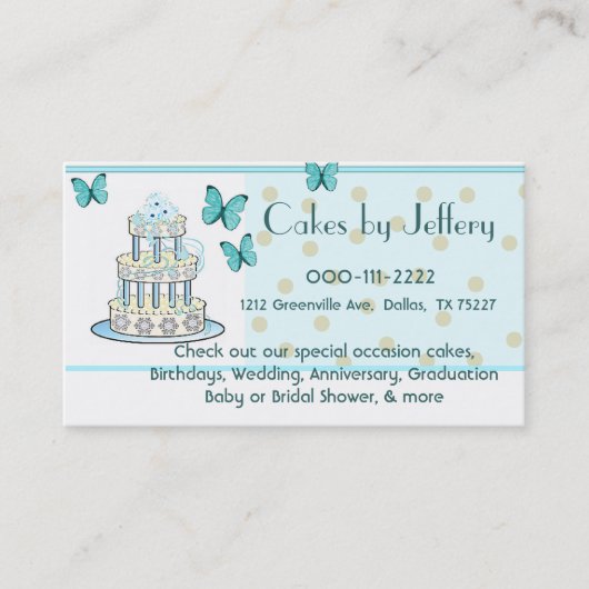 Réduction Carte de visite de boulangerie de gâteau et de (Devant)