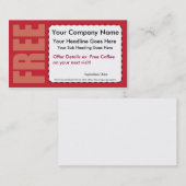 Réduction Carte de visite LIBRE de bon d'article (Devant / Derrière)