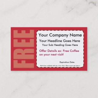 Réduction Carte de visite LIBRE de bon d'article