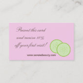 Réduction Carte de visite rose de massage de spa de (Dos)