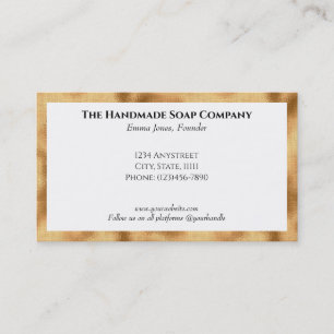 Réduction Elégant blanc avec Carte de visite Faux Gold Foil