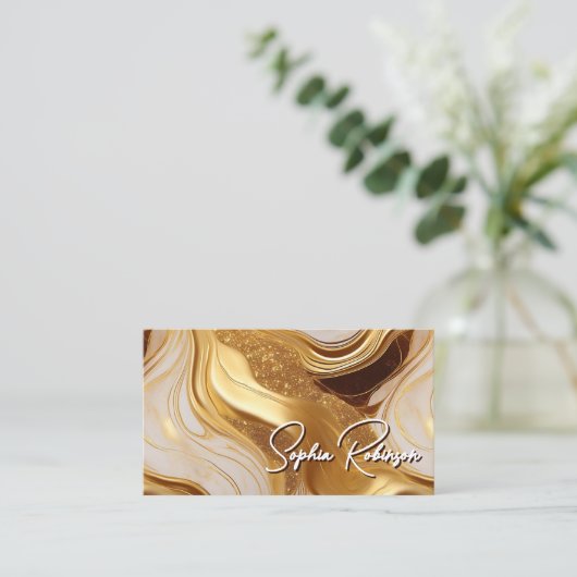 Réduction Elégante Carte de visite de marbre et d'or Faux (Debout devant)