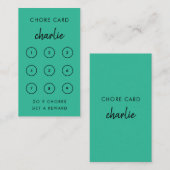 Réduction Enfants Chore | Carte turquoise de récompense vert (Devant / Derrière)