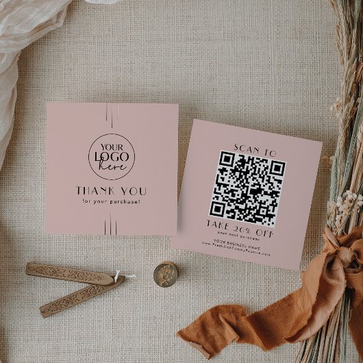 Réduction EVERLY Carte de remerciement avec code QR Logo Ros