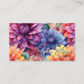 Réduction Fleurs colorées Dahlia Carte de visite (Devant)
