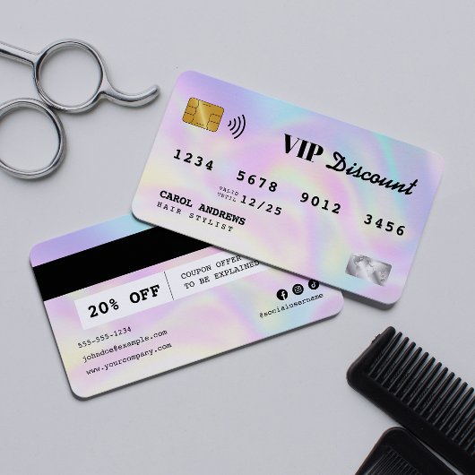 Réduction Holographe moderne coiffeur carte de crédit VIP