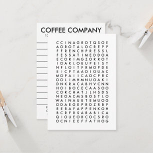 Réduction la recherche de mot de café récompense la carte