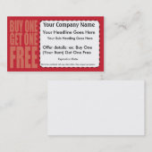 Réduction L'achat 1 obtiennent 1 carte libre de bon (Devant / Derrière)