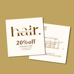 Réduction Moderne Elegant Boho Brown Beauté Carte de réducti