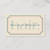 Réduction Moderne Elégant Retro Bleu Beauté Carte de réducti (Dos)
