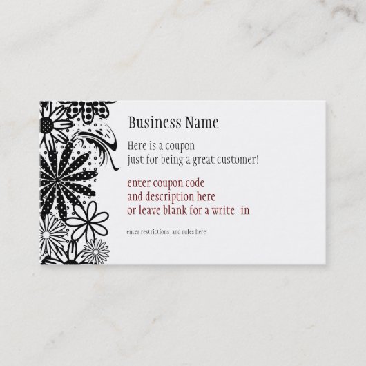 Réduction Noir et blanc pointillés fleurit le carte de (Devant)