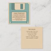 Réduction Rétro carte de visite carré à disque souple bleu (Devant / Derrière)