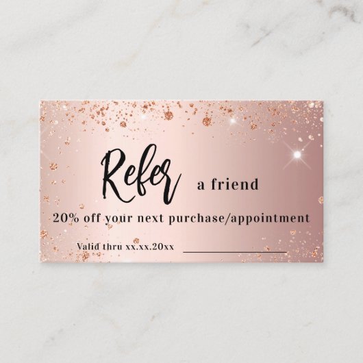 Réduction Rose or scintille code qr carte de référence profe (Devant)