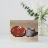 Redware-beker en -schaal, c.1780 briefkaart (Staand voorkant)