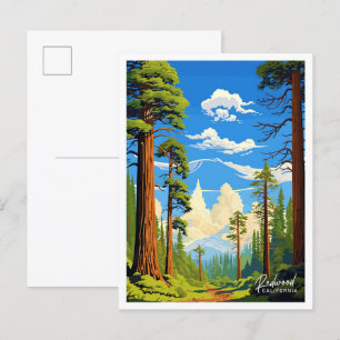 Redwood California Art Travel  illustratie Briefkaart