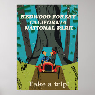 Redwood California vintage poster