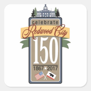 Redwood City 150e Jubileum Vierkante Sticker