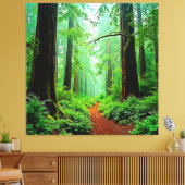 Redwood Forest Mistige Rust Design Canvas Afdruk (Insitu (Woonkamer))