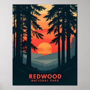 Redwood Nationaal Park Californië Retro Ouderwets Poster