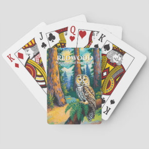 Redwood Nationaal Park Kleurrijk Bos Uil Wilde Die Pokerkaarten