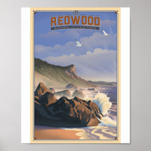 Redwood Nationaal Park Litho Kunstwerk Poster