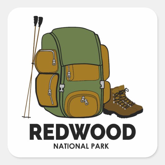 Redwood National Park Backpack Vierkante Sticker (Voorkant)