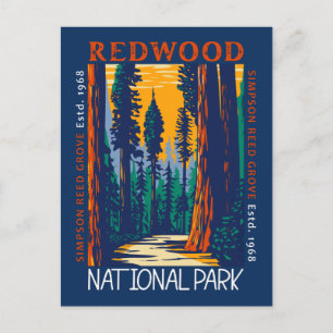 Redwood National Park California Retro Distress Briefkaart