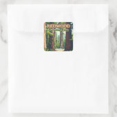 Redwood National Park California Tree Retro Vierkante Sticker (Tas)