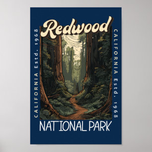 Redwood National Park Retro in nood Poster