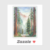Redwood National Park Waterverf Schilderen Sticker (Vel)