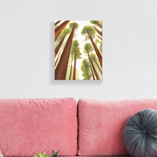Redwood Trees | Waterverf van het Redwood National Canvas Afdruk (Insitu (Woonkamer))