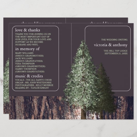 Redwoods & Bark, Rustiek trouwprogramma (Voorkant / Achterkant)