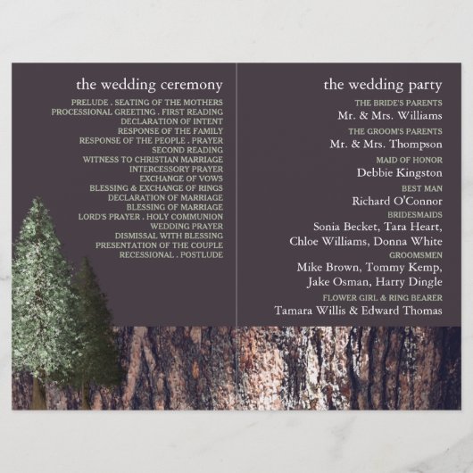 Redwoods & Bark, Rustiek trouwprogramma (Achterkant)
