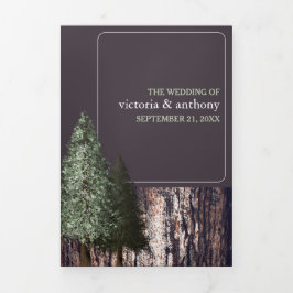 Redwoods & Bark, Rustieke bruiloft Drieluik Uitnodiging