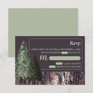 Redwoods & Bark, Rustieke bruiloft RSVP Kaartje