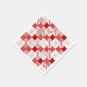 Redwork Stitched Flowers Quilt-Paper Napkins Servetten (Hoek)